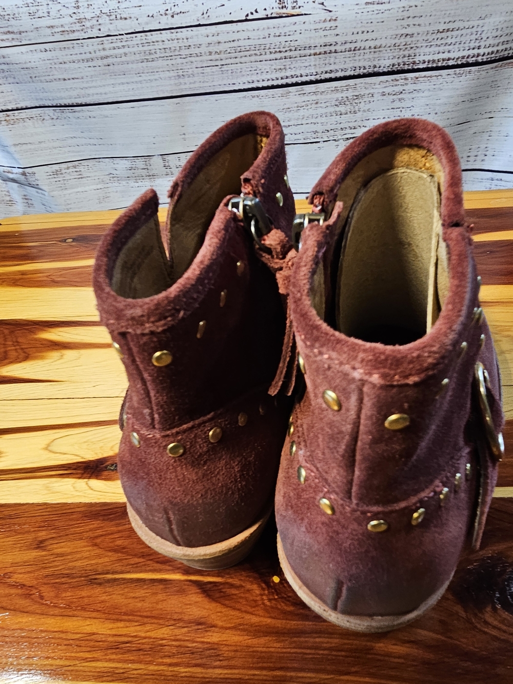 Sofft Rustic Red Suede Studded Ankle Boots NIB $170 Retail Harness Buckle Size 6 - Picture 3 of 6